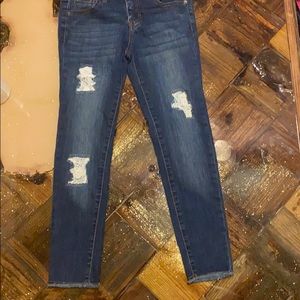 Lace patched jeans